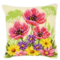 **-Cross Stitch Cushion: Poppies 12-** ##-Vervaco PN-0143708-##