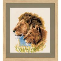 **-Counted Cross Stitch Kit: Lion Duo 2-** ##-Vervaco PN-0144438-##
