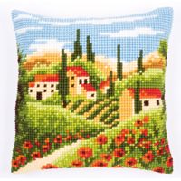 **-Cross Stitch Cushion-** Village ##-Vervaco PN-0144846-##