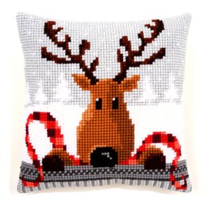 **-Vervaco PN-0148051 Reindeer with a Red Scarf Cross Stitch Cushion Kit-** ##-Vervaco PN-0148051-##