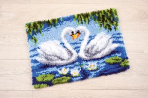 **-Latch Hook Rug Kit: Swans-** ##-Vervaco PN-0021856-##
