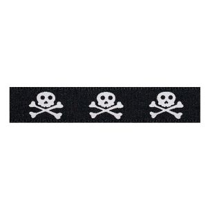 **-Berisfords 15mm Skull & Bones Halloween Ribbon (20m spool)-** ##-Berisfords Ribbon R13652-15----##