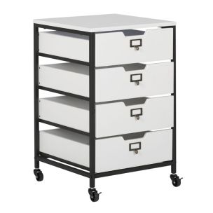 **-4 Drawer Mobile Sewing Storage Drawers / Craft Organiser Cart-** White Drawers and Charcoal Black Frame and Locking Wheels. Multipurpose: Bathroom, Kitchen, Home Office, or Laundry Room ##-Sewing Online 10224-##