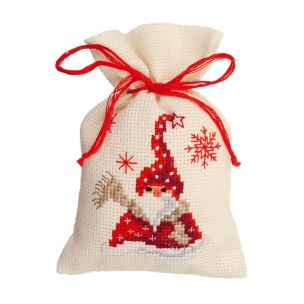 **-Counted Cross Stitch Kit: PP Bag: Santa & Scarf-** ##-Vervaco PN-0144319-##