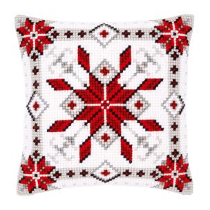 **-Printed Cross Stitch Cushion: Snow Crystal I-** ##-Vervaco PN-0146119-##