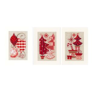 **-Cross Stitch Kit: Christmas Motif Cards-** Set of 3 ##-Vervaco PN-0146572-##