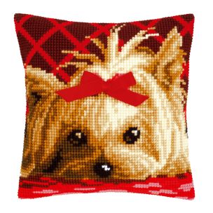 **-Cross Stitch Cushion: Yorkshire with Bow-** ##-Vervaco PN-0146989-##