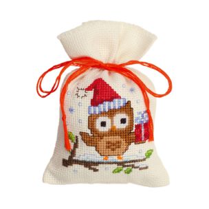**-Counted Cross Stitch Kit: PP Bag: Owlet & Present-** ##-Vervaco PN-0147603-##