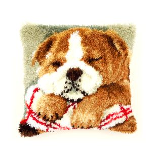 **-Latch Hook Cushion: Sleeping Bulldog-** ##-Vervaco PN-0147788-##