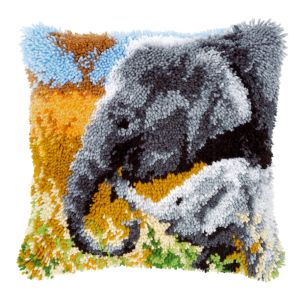 **-Latch Hook: Cushion: Elephant Baby & His Mother-** ##-Vervaco PN-0147955-##