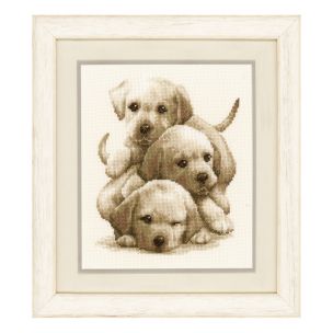 **-Counted Cross Stitch Kit: Labrador Puppies-** ##-Vervaco PN-0148781-##