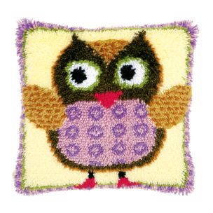 **-Latch Hook Cushion Kit: Miss Owl-** ##-Vervaco PN-0148894-##
