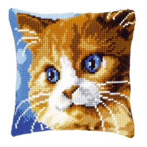 **-Cross Stitch Cushion: Brown Cat-** ##-Vervaco PN-0149441-##