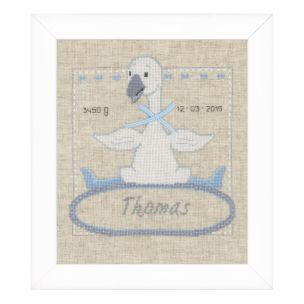 **-Counted Cross Stitch Kit: Birth Record: Goose with Bow-** ##-Vervaco PN-0150085-##