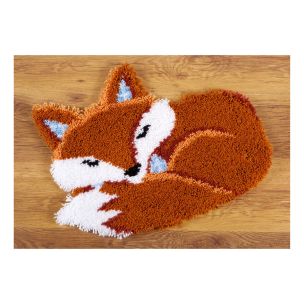 **-Latch Hook Shaped Rug: Sleeping Fox-** ##-Vervaco PN-0150485-##