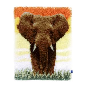 **-Latch Hook Kit: Rug: Elephant in the Savannah-** ##-Vervaco PN-0150518-##