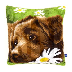 **-Cross Stitch Cushion: Chocolate Labrador-** ##-Vervaco PN-0153855-##