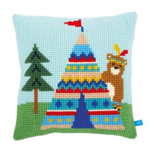 **-Cross Stitch Cushion: Lief! Bear and Tepee-** ##-Vervaco PN-0155330-##