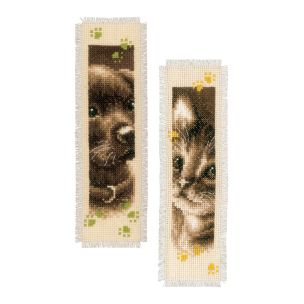 **-Counted Cross Stitch Kit: Bookmark: Cat and Dog (Set of 2)-** ##-Vervaco PN-0155362-##