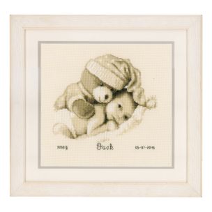 **-Counted Cross Stitch Birth Record: Baby & Teddy-** ##-Vervaco PN-0155574-##