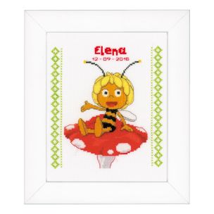 **-Counted Cross Stitch Birth Record: Maya: Maya on Mushroom-** ##-Vervaco PN-0155763-##