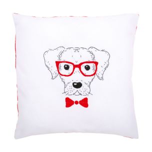 **-Embroidery Cushion: Dog with Red Glasses-** ##-Vervaco PN-0155963-##