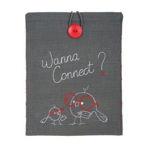 **-Embroidery Tablet Cover: Wanna Connect?-** ##-Vervaco PN-0156717-##