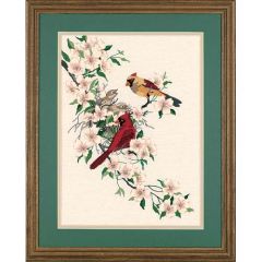 **-Cardinals In Dogwood Crewel Embroidery Kit-** ##-Dimensions D01516-##