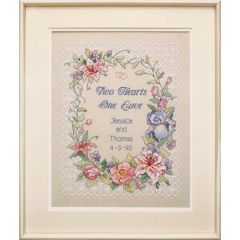 **-Two Hearts Wedding Record Stamped Cross Stitch Kit-** ##-Dimensions D03122-##