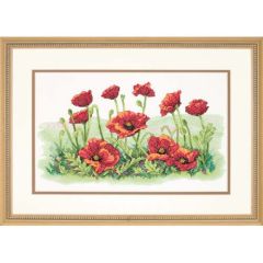 **-Field Of Popies Stamped Cross Stitch Kit-** ##-Dimensions D03237-##