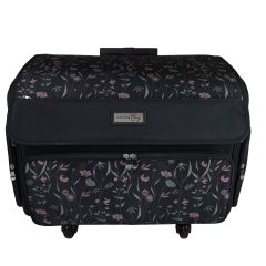 **-XL Sewing Machine Trolley Bag on 4 Wheels-**Black Floral, 360 degree Rolling Sewing Case, 4 Wheeled Overlocker or Sewing Machine Trolley Bag for Brother, singer and most machines##-Everything Mary EVM12739-6-##