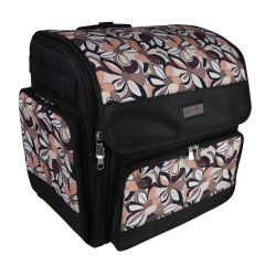 **-Craft Trolley Bag-**Brown Floral, Collapsible Papercraft Tote with Wheels for Scrapbook & Art Storage, Organiser Case for Supplies and Accessories##-Everything Mary EVM12740-4-##