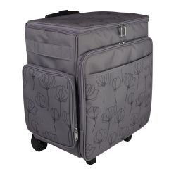 **-Craft Trolley Bag-**Grey Floral, Papercraft Tote with Wheels for Scrapbook & Art Storage, Organiser Case for Supplies and Accessories##-Everything Mary EVM12855-2-##