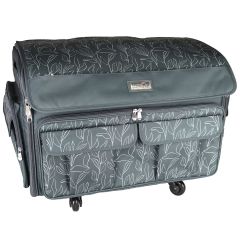 **-XXL Sewing Machine Trolley Bag on 4 Wheels-**Grey Floral , 360 degree 4 wheeled sewing machine storage case for large machines - Brother, Singer, Bernina, and most others##-Everything Mary EVM13342-3-##