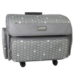 **-XL Sewing Machine Trolley Bag on 4 Wheels-**Grey and white, 360 degree Rolling Sewing Case, 4 Wheeled Overlocker or Sewing Machine Trolley Bag for Brother, singer and most machines##-Everything Mary EVM13344-5-##