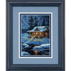 **-Moonlit Cabin Cross Stitch Kit-** ##-Dimensions D65007-##