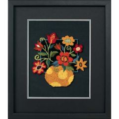 **-Floral On Black Punch Needle Kit-** ##-Dimensions D73222-##