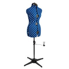 **-Adjustable Dressmakers Dummy-** in Navy Polka Dot with Hem Marker, Dress Form Sizes 10 to 20, Pin, Measure, Fit and Display your Clothes on this Tailors Dummy ##-Sewing Online 5903-##