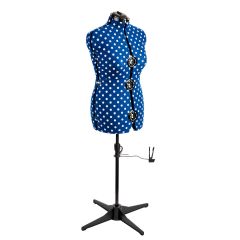 **-Adjustable Dressmakers Dummy-** in Navy Polka Dot with Hem Marker, Dress Form Sizes 16 to 20, Pin, Measure, Fit and Display your Clothes on this Tailors Dummy ##-Sewing Online 5903B-##