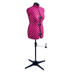 **-Adjustable Dressmakers Dummy-** in Cerise Polka Dot with Hem Marker, Dress Form Sizes 16 to 20, Pin, Measure, Fit and Display your Clothes on this Tailors Dummy ##-Sewing Online 5905B-##