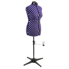 **-Adjustable Dressmakers Dummy-** in Purple Polka Dot with Hem Marker, Dress Form Sizes 16 to 20, Pin, Measure, Fit and Display your Clothes on this Tailors Dummy ##-Sewing Online 5906B-##