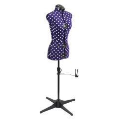 **-Adjustable Dressmakers Dummy-** in Purple Polka Dot with Hem Marker, Dress Form Sizes 6 to 10, Pin, Measure, Fit and Display your Clothes on this Tailors Dummy ##-Sewing Online 5906P-##