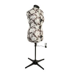 **-Adjustable Dressmakers Dummy-** in a Grey Hollyhock Fabric with Hem Marker, Dress Form Sizes 16 to 20, Pin, Measure, Fit and Display your Clothes on this Tailors Dummy ##-Sewing Online 5901B-##