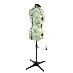 **-Adjustable Dressmakers Dummy-** in a Green Hollyhock Fabric with Hem Marker, Dress Form Sizes 16 to 20, Pin, Measure, Fit and Display your Clothes on this Tailors Dummy ##-Sewing Online 5908B-##