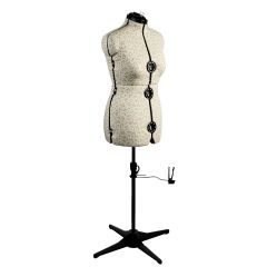 **-Adjustable Dressmakers Dummy-** in Beige Sugar Ditsy Fabric with Hem Marker, Dress Form Sizes 16 to 20, Pin, Measure, Fit and Display your Clothes on this Tailors Dummy ##-Sewing Online 5914B-##