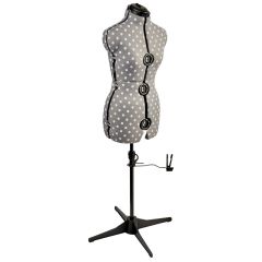 **-Adjustable Dressmakers Dummy-** in Grey Polka Dot with Hem Marker, Dress Form Sizes 6 to 22, Pin, Measure, Fit and Display your Clothes on this Tailors Dummy ##-Sewing Online 5916-##