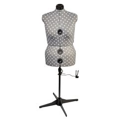 **-Adjustable Dressmakers Dummy-** in Grey Polka Dot with Hem Marker, Dress Form Sizes 20 to 22, Pin, Measure, Fit and Display your Clothes on this Tailors Dummy ##-Sewing Online 5916C-##