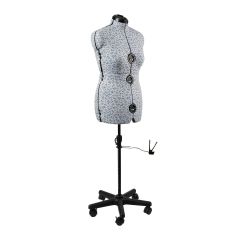 **-Adjustable Dressmakers Dummy Ditsy Wedgewood Blue with Hem Marker and 5-star Base on Castors-** Dress Form Sizes 16-20, Pin, Measure, Fit and Display Clothes on this Tailors Dummy ##-Sewing Online 5919B-##