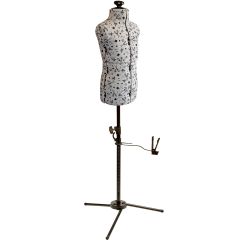 **-One Size Adjustable Dressmakers Dummy in Sewing Pattern Fabric-** Natural Junior, 8-part Junior Form with 3-Legged Base with Hem Marker ##-Sewing Online 5921-##