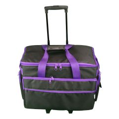 **-Large Sewing Machine Trolley Bag on Wheels-** Black with Purple Trim | 53 x 41 x 29cm | Sewing Machine Storage for Janome, Brother, Singer, Bernina and Most Machines ##-Sewing Online 006106-BLK-PURPLE-##